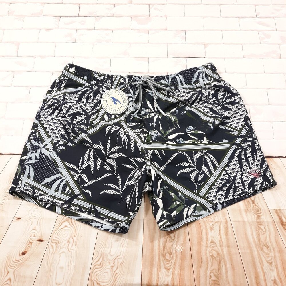 Ted Baker Swim Trunks Mens Size 7 Beach Surf Elastic Waist Lined Lobster‎ Navy